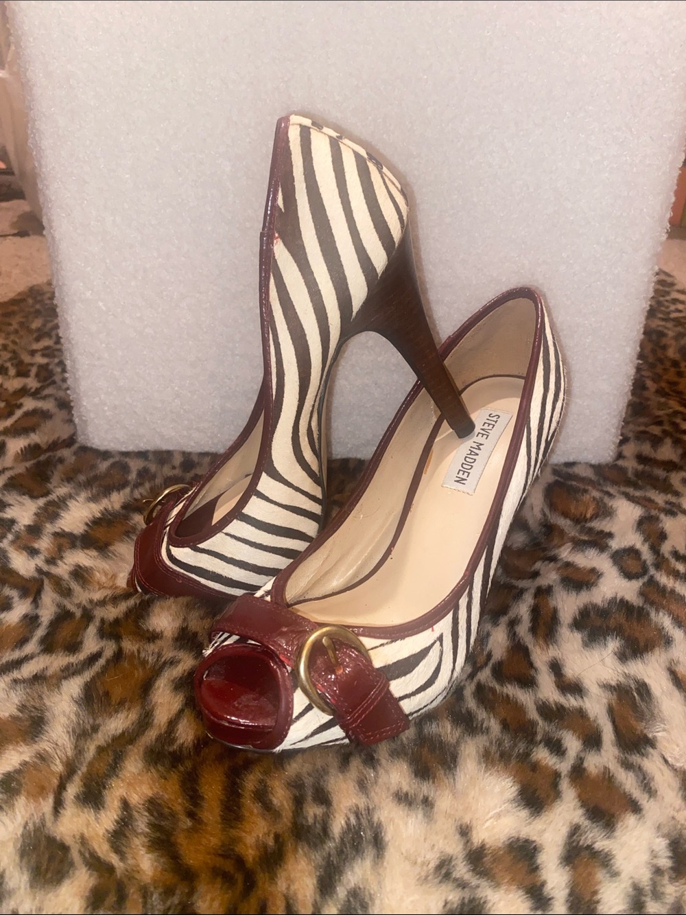 Steve Madden Zebra Peep-Toe Heels